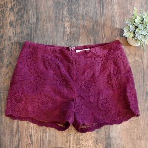 Maroon flower shorts